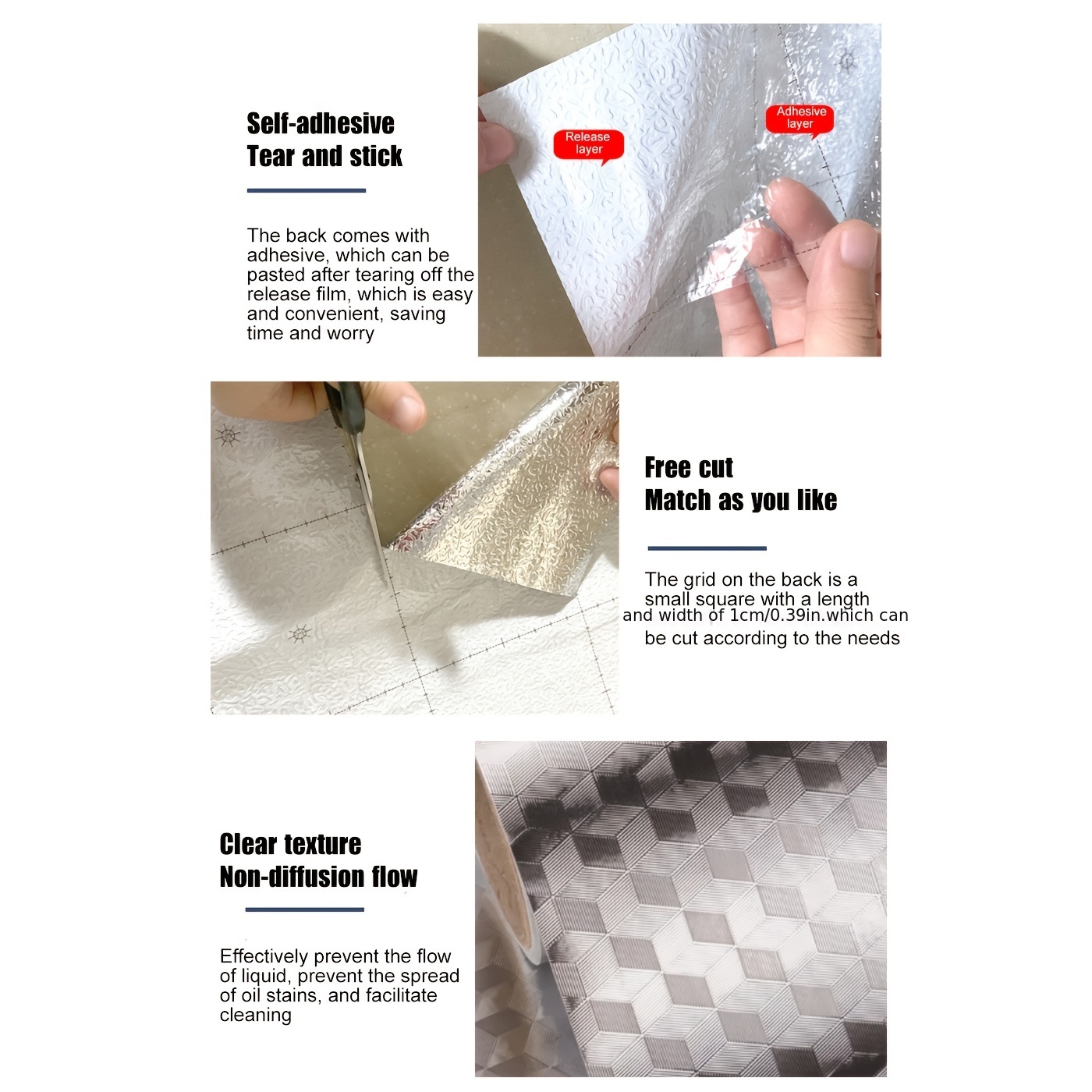  Teemall Self Adhesive Waterproof Aluminum Foil Kitchen  Sstickers Anti Greasy Countertop DIY Peel Stick Wallpaper Decal,15.6''x98''  : Arts, Crafts & Sewing