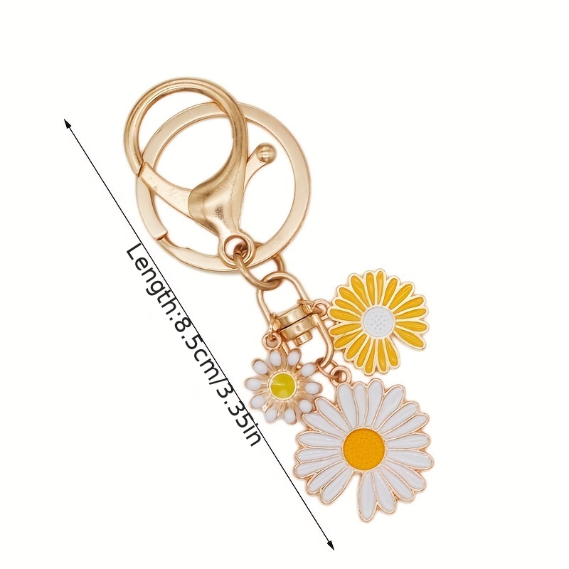 Flower Keychain Daisy Enameled Charms, Aesthetic Keychain Car Key Ring  Pendant - Temu