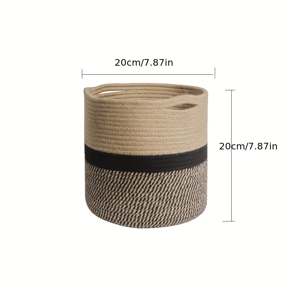Handmade Rope Woven Round Flower Pot, Vintage Striped Pattern, Unfinished Tabletop Plant Stand, Indoor Greenery Basket, Shelf Baskets