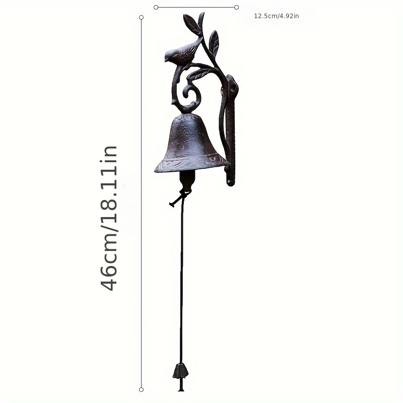 Image of Vintage Bronze Cast Bell - Rustic Design Wall Decor, Artistic Metal Door Chime With Hanging Loop For , Outside Decor