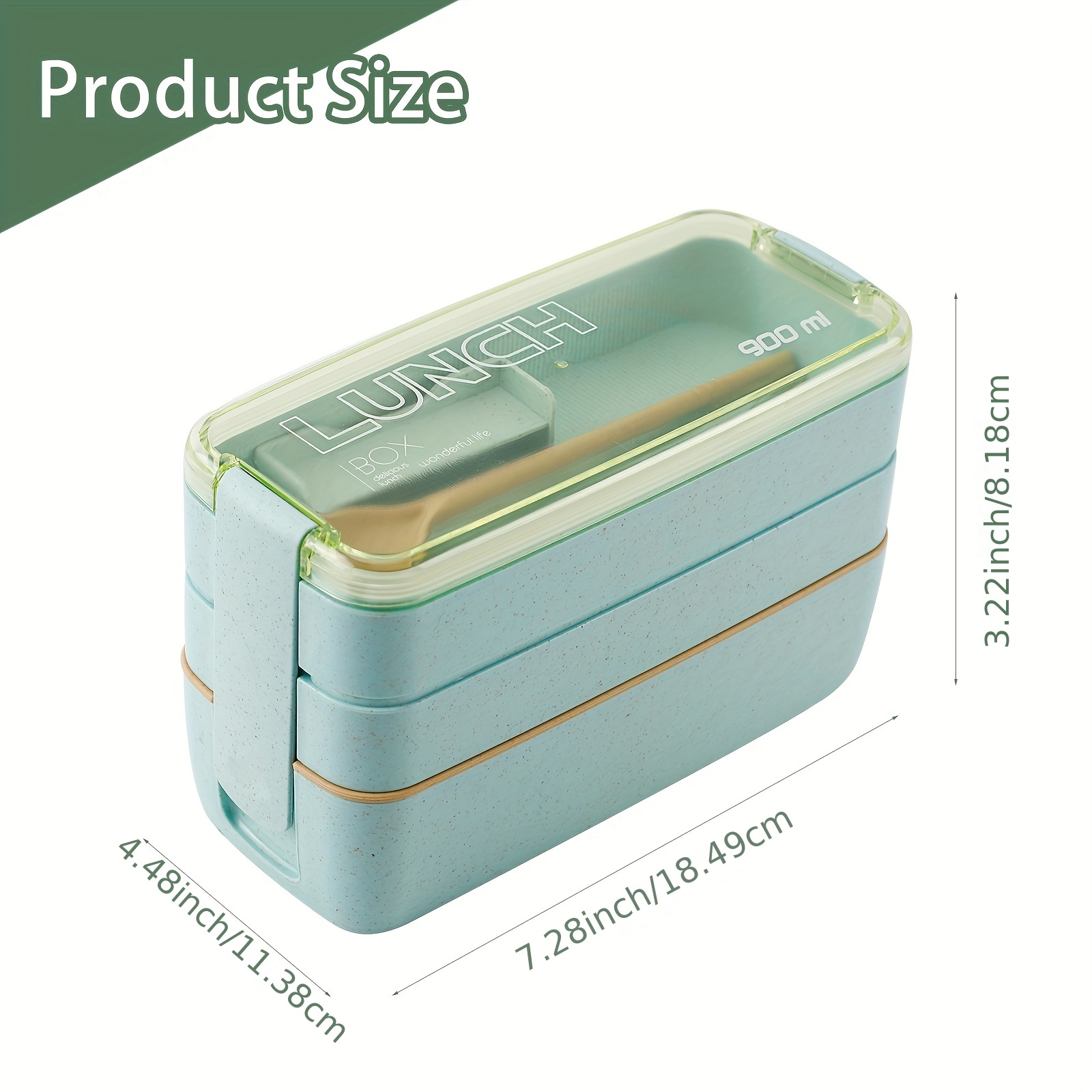 Stackable Bento Box Lunch Box, Wheat Straw, 3-In-1 Compartment