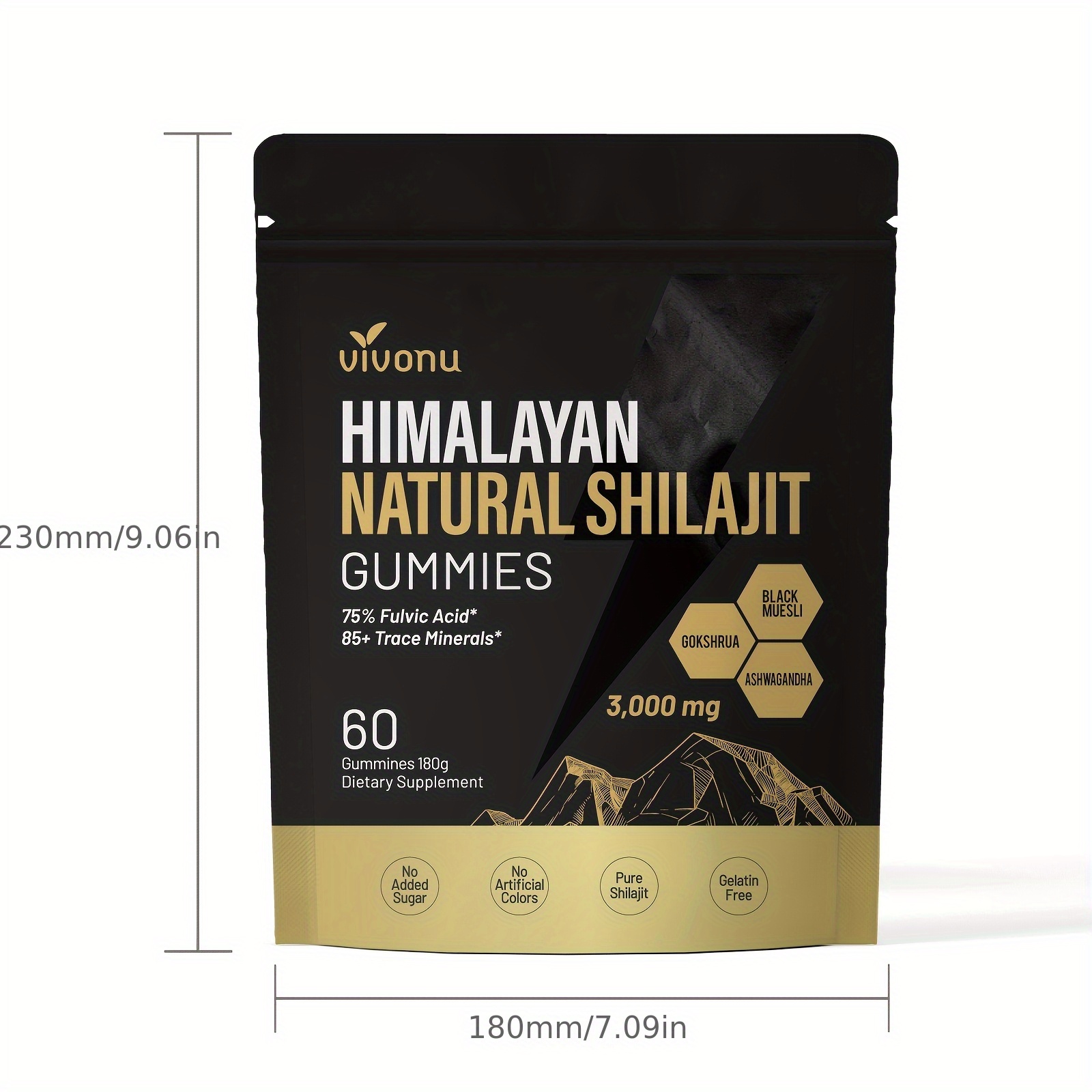 Shilajit Men's Gummies with Compound Minerals and Plant-Based Extracts for Energy Support, 60 Count