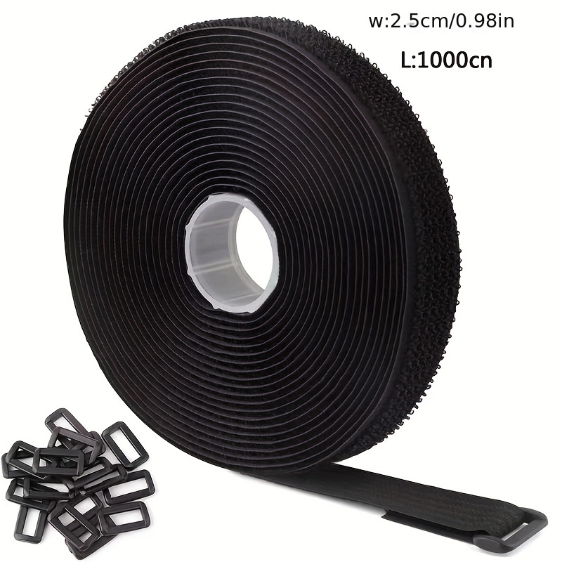 50 Plastic Buckles + 10 Meters Self-adhesive Cable Ties, No Glue, Cable Management Ties, Self-adhesive Electrical Wire Fixing Straps