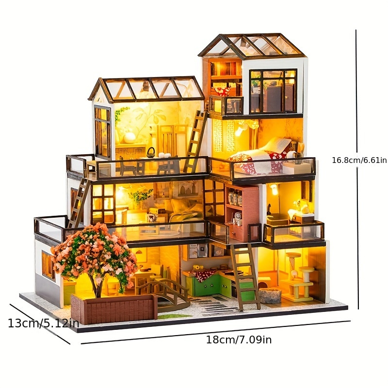 Maqueta 3D De Casa De Muñecas Con Luces LED – Puzzle De Madera Para Montar – Regalo DIY