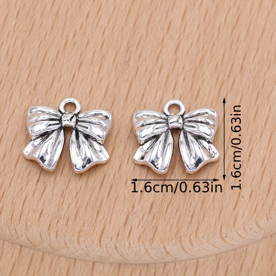 15Pcs Silver Plated Bow Charms DIY Bow-tie Pendants For Jewelry Making  Handmade Necklace Earrings Accessories School Teens Girls Matching Ornaments