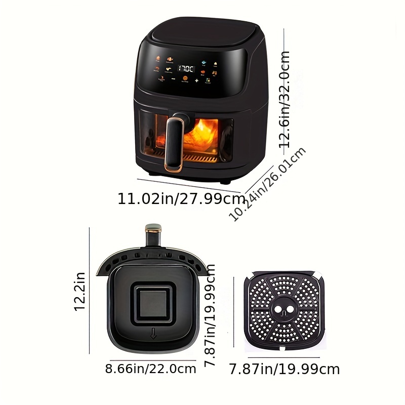 Large Colorful Touch Screen Air Fryer Capacity Adjustable - Temu