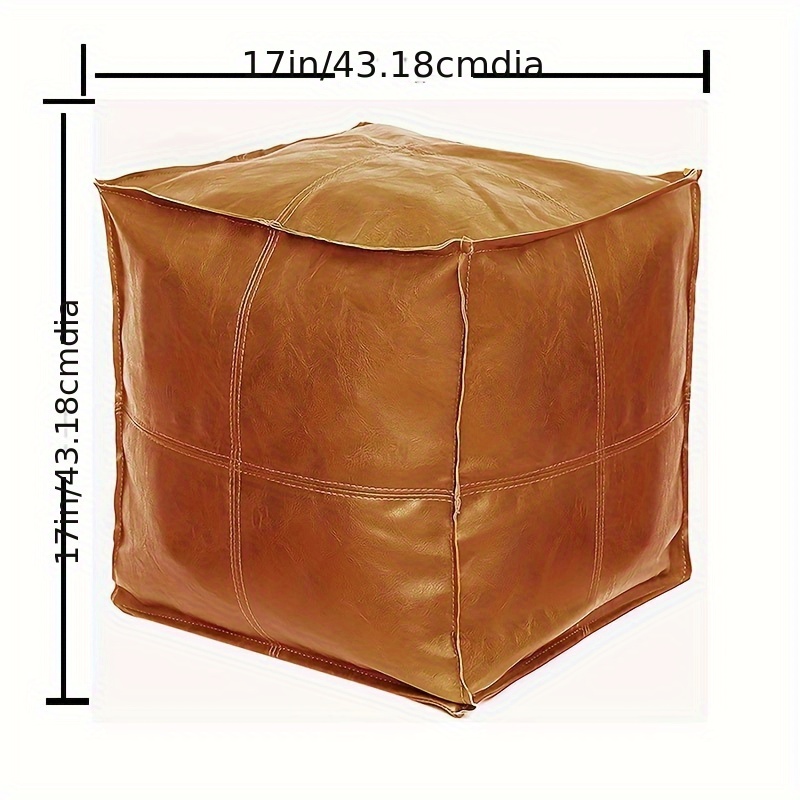 1    pu leather pouf ottoman cover unstuffed 17 7 moroccan style waterproof scratch resistant for living room balcony office outdoor   gift details 2