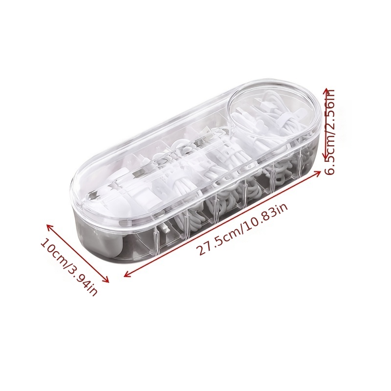 See-Through Charge Cable Organizer Box,Data Cable Management Box USB Cord  Sorter, Compact Cosmetics Organizer Box