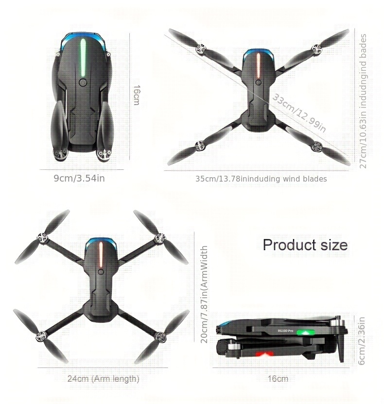 rg100 pro brushless drone optical flow positioning color led light battery electric adjustment camera suitable for christmas gift details 19