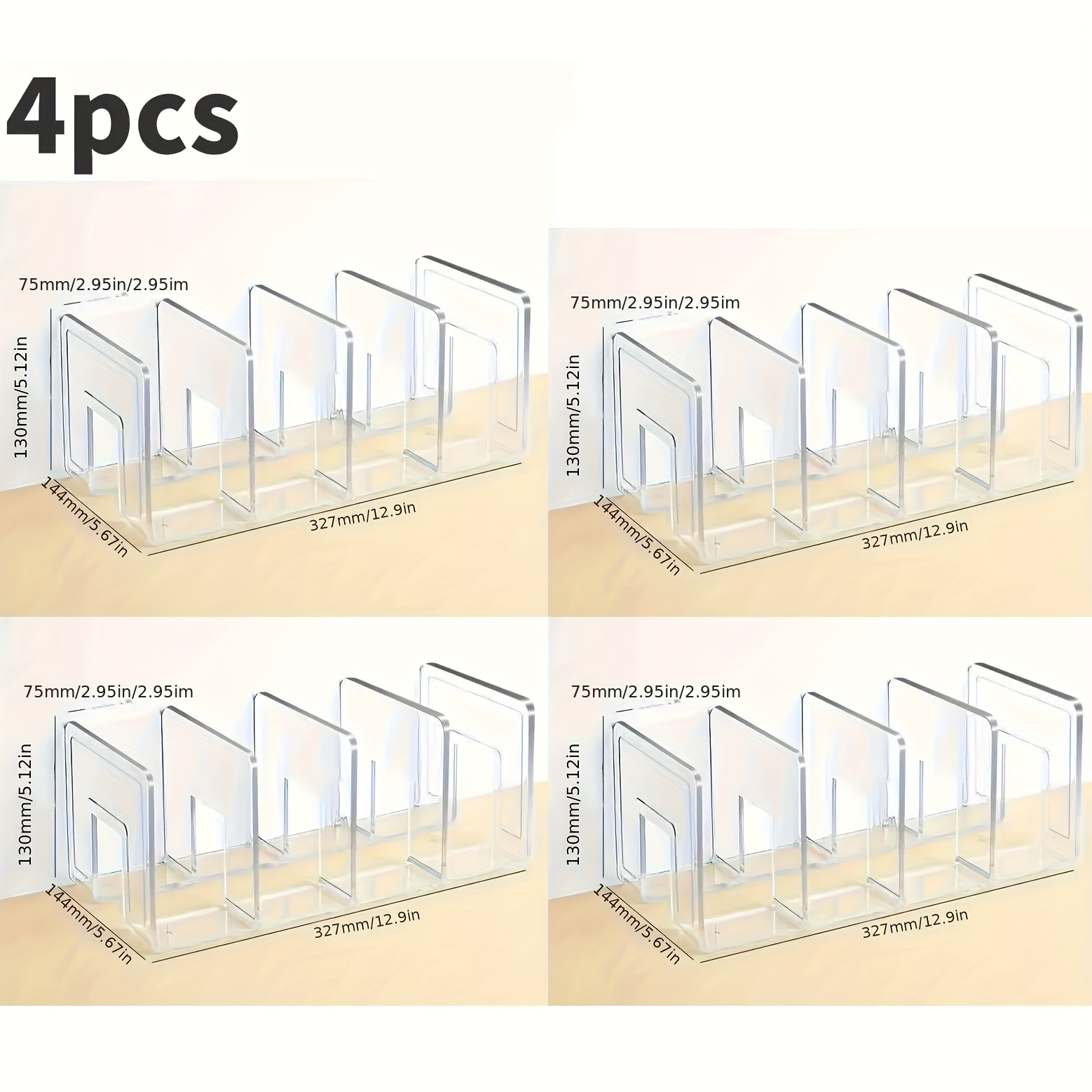 

Acrylic Transparent Closet Organizer Set, 4-piece Detachable Shelf Dividers – Space-saving Rack For Bags, Books, – Ideal For Christmas & Graduation Gifts, Weather Resistant Storage Solution