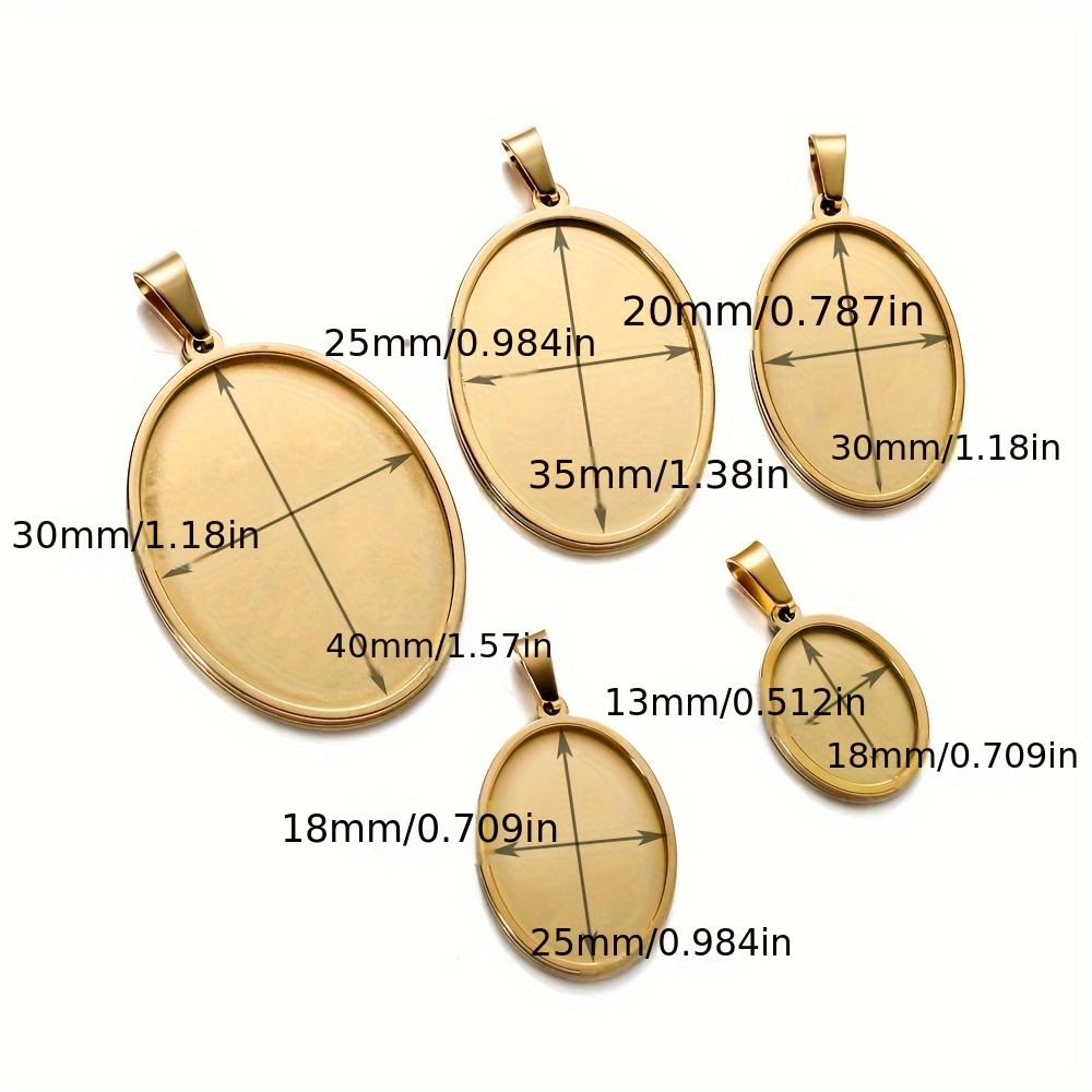 TEMU Ciondolo vuoto da 5 pezzi/lotto in acciaio inossidabile con montatura ovale per cabochon, base a , per ciondoli fai da te e forniture per di