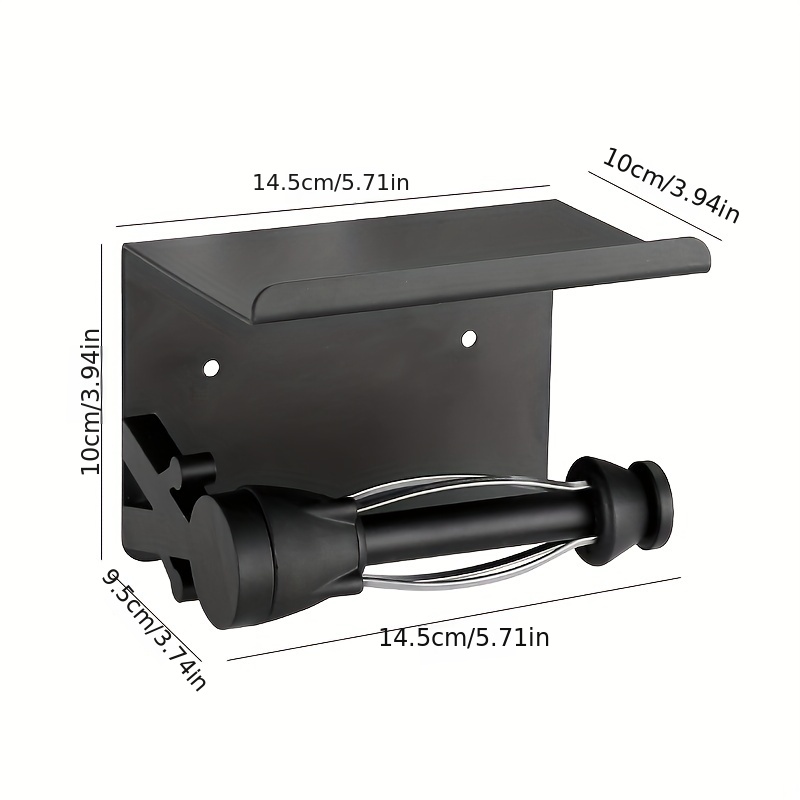 Toilet Paper Holder With Shelf, Matte Black Sus 304 Stainless