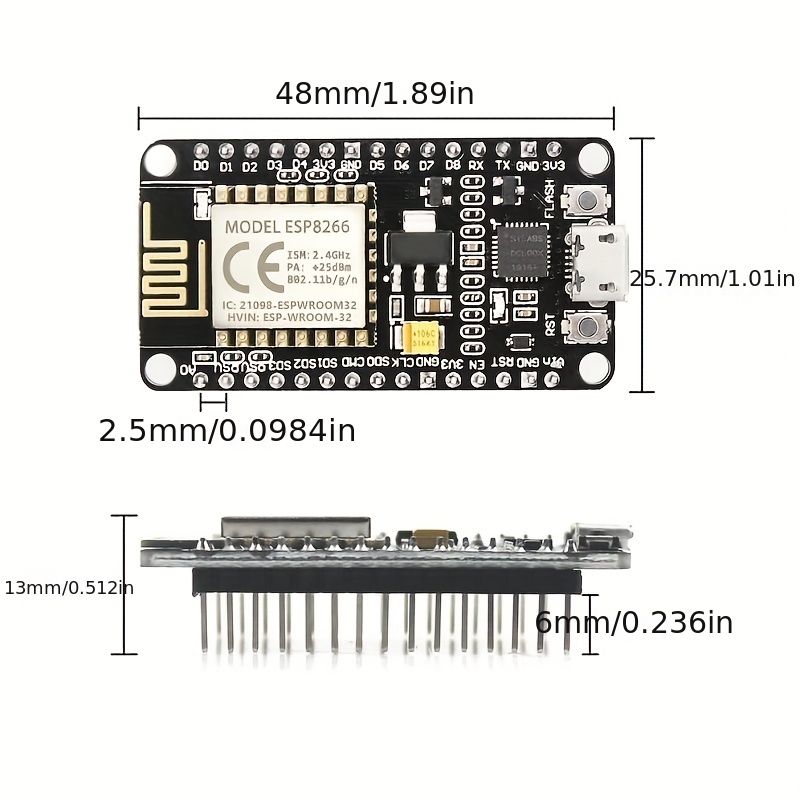 HiLetgo 1PC ESP8266 NodeMCU CP2102 ESP-12E Development Board Open Source  Serial Module Works Great for Arduino IDE/Micropython (Small)