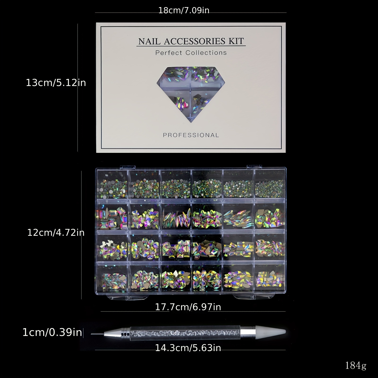 Mixed Shaped Flat Back Nail Art Rhinestone Set crystal Ab - Temu