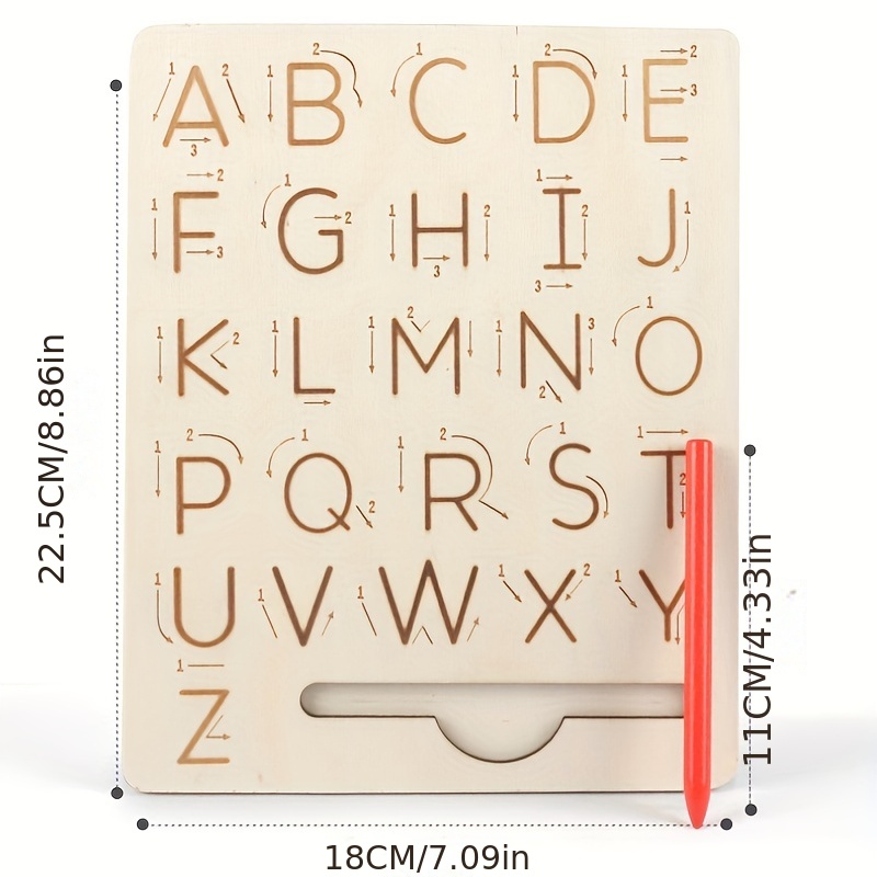 Double-Sided Wooden Alphabet Tracing Board