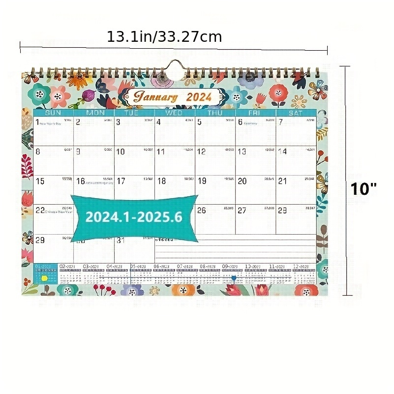 Calendar 2024 January June 2025 Double Metal Wire Binding + - Temu