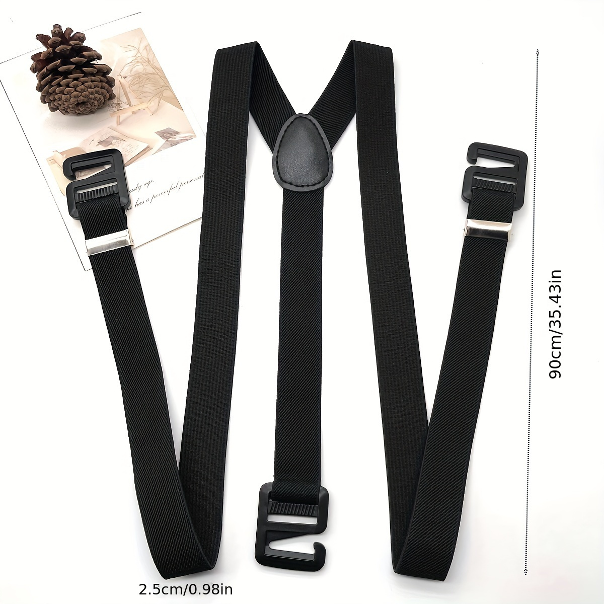 Mens Heavy Duty Suspenders Adjustable Clip On Work Braces 2.5cm Wide Balck