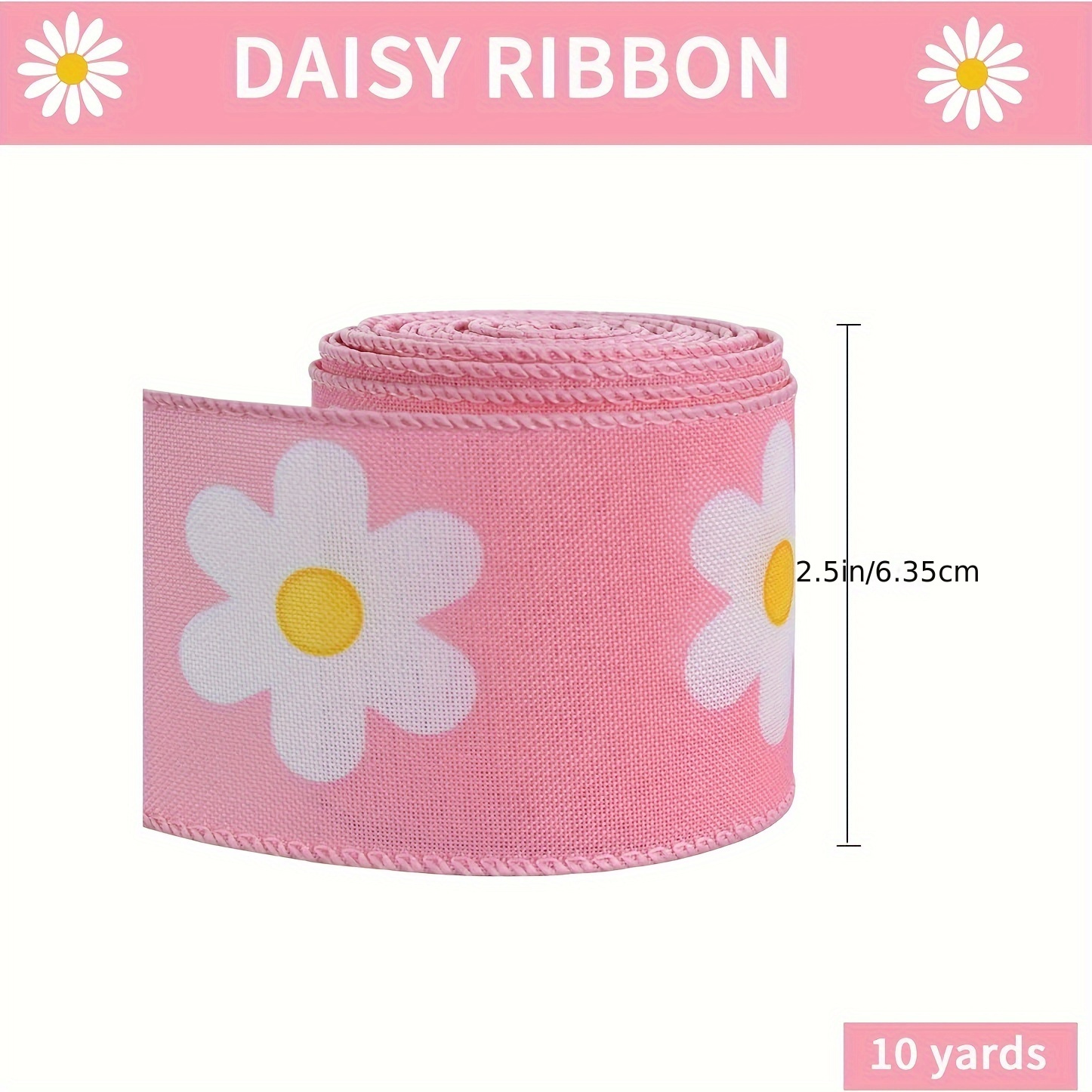 Spring Ribbons Flower Daisy Burlap Ribbon X 10yds Wreath - Temu United ...