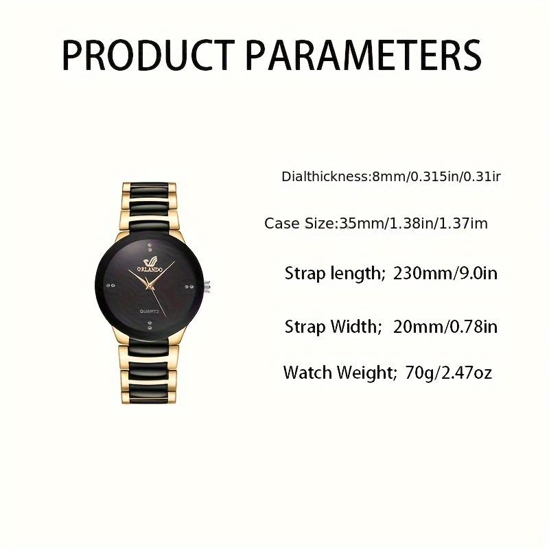 2pcs stylish men and womens quartz wristwatch set ideal choice for holiday gifts details 4