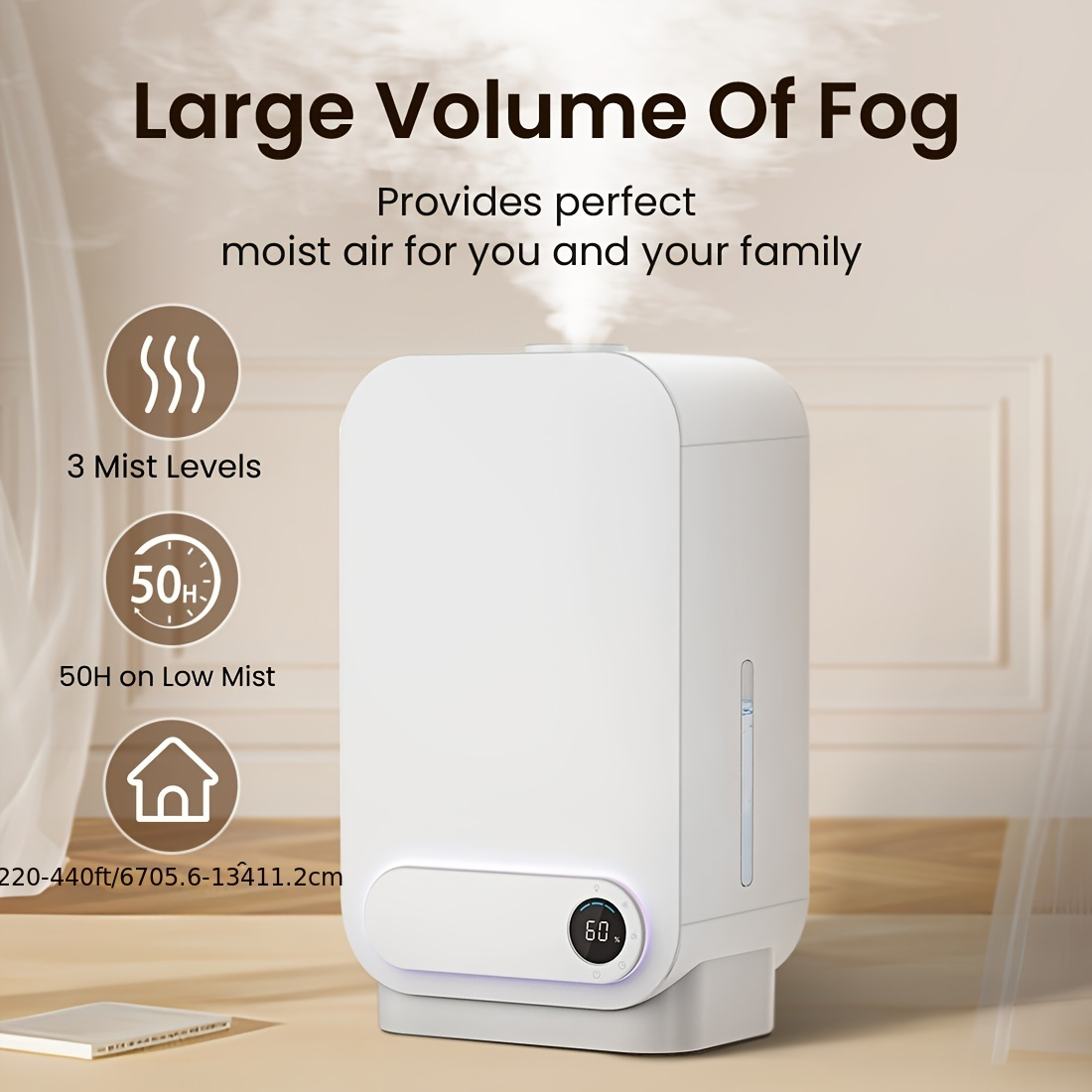 

Humidifiers For Bedroom, 5l Ultrasonic Cool Mist Humidifiers For Home Baby Nursery & Plants, Top Fill Smart Air Humidifier Runs For Up To 50 Hours, Intelligent Humidity Control And Auto Shut-off