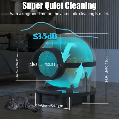 electric robot automatic cat litter box self cleaning auto litter box for multiple cats with app control compitable for all trash bags without battery