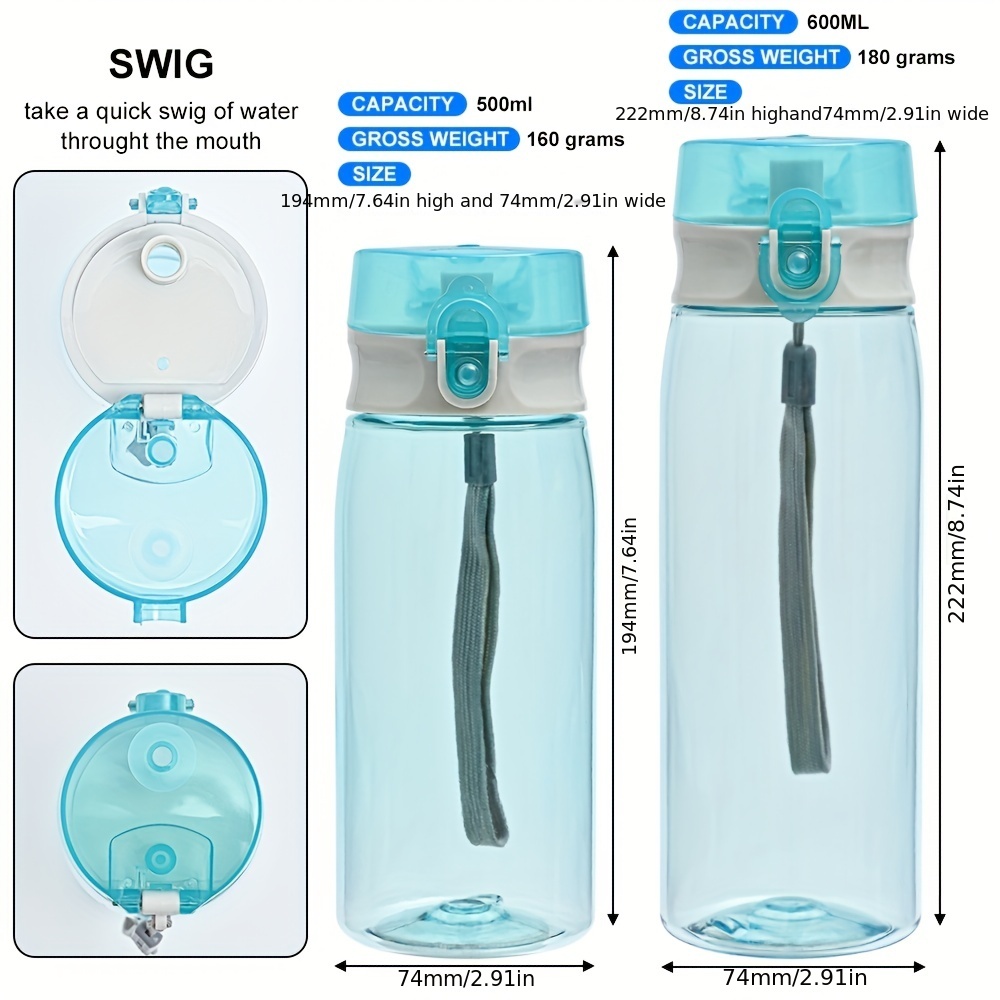 1pc 600 ML Clear Water Bottle, Simple Clear Plastic Sports Water Bottle For  Home