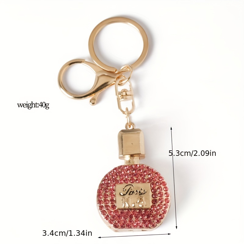 Perfume Bottle Keychain Crystal Rhinestone Keyring Purse Bag Pendant Charm  Gift