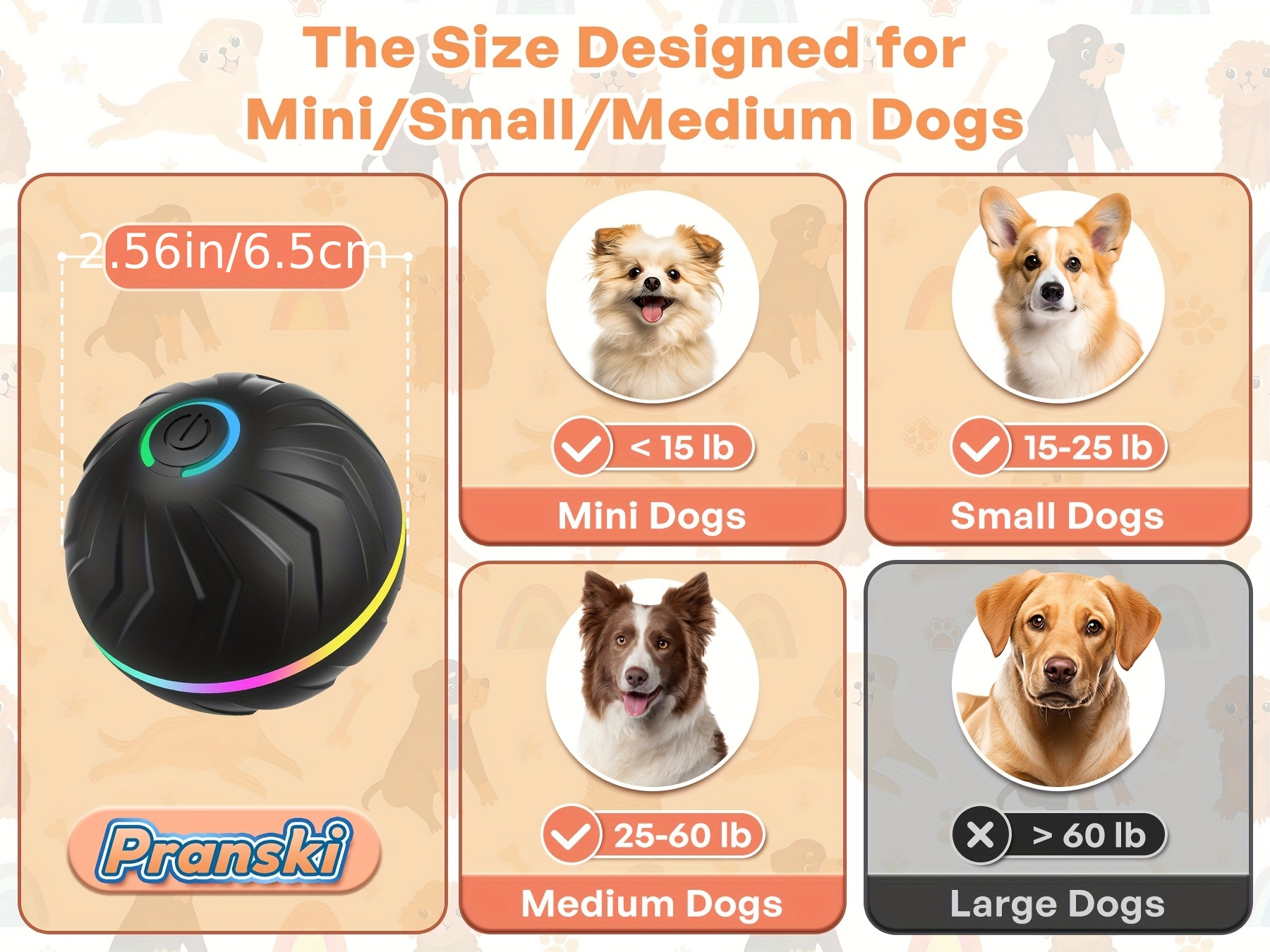 Large-Sized Smart Bouncing Ball for Pets, Featuring Intelligent Jumping And Rolling, an Interactive Dog Toy Ball, Durable Sports-Activated Automatic Rolling Ball Toy, Suitable for Small, Medium, And Large Dogs, USB Rechargeable.