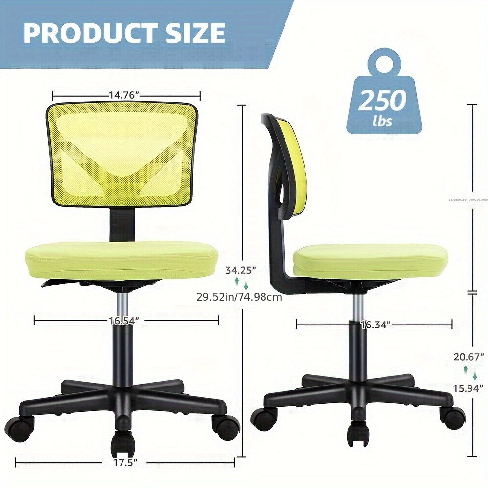 

Office Computer Desk Chair And 31 Inch Desk, Armless Low-back Ergonomic Mesh Rolling Work With Wheels, Comfortable Seat Lumbar Support For Home, Bedroom, Study, Student, Adults