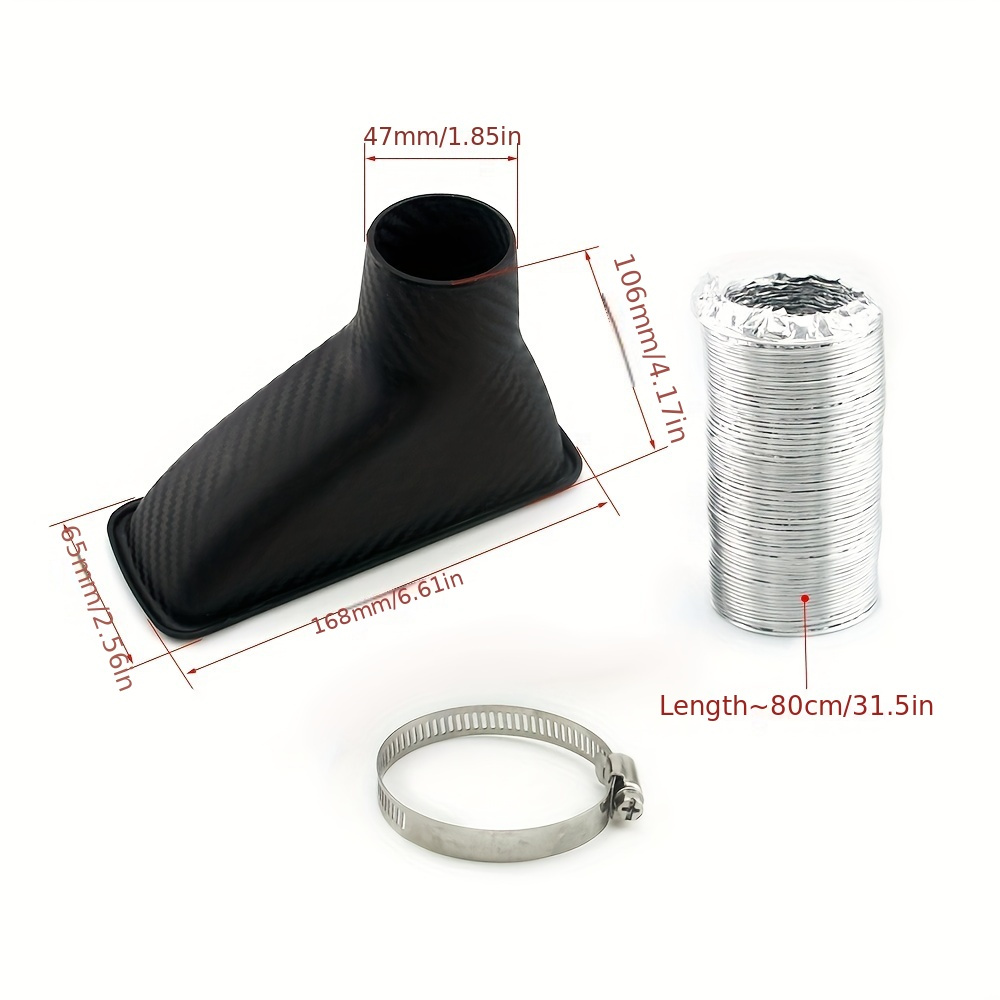 Universal Car Front Bumper Turbo Air Intake Pipe Kit, ABS Turbine Inlet  Pipe Air Funnel Carbon Fiber Look