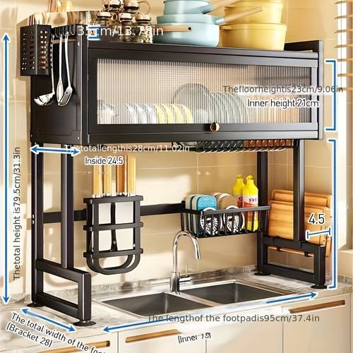 home with cabinet door kitchen storage rack sink dish tray storage rack multi function counter rack