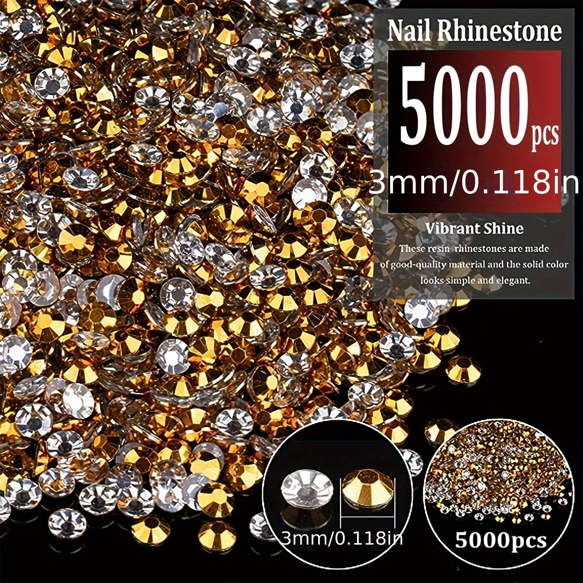 3mm Rhinestones 5000 Pcs - 10 Colors Mix