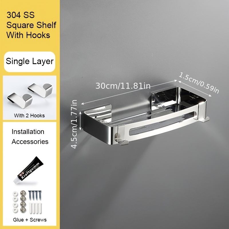 Estante de baño de esquina, ducha, acero inoxidable 304