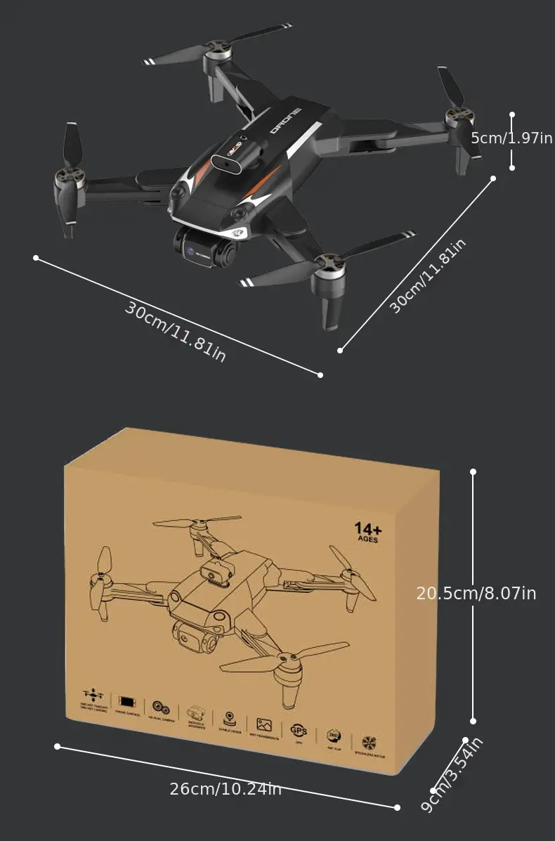 drone 4k pixels with 2 cameras 90 degree automatic adjustment camera low battery automatic return signal interruption automatic return gps follow waypoint flight one button details 21