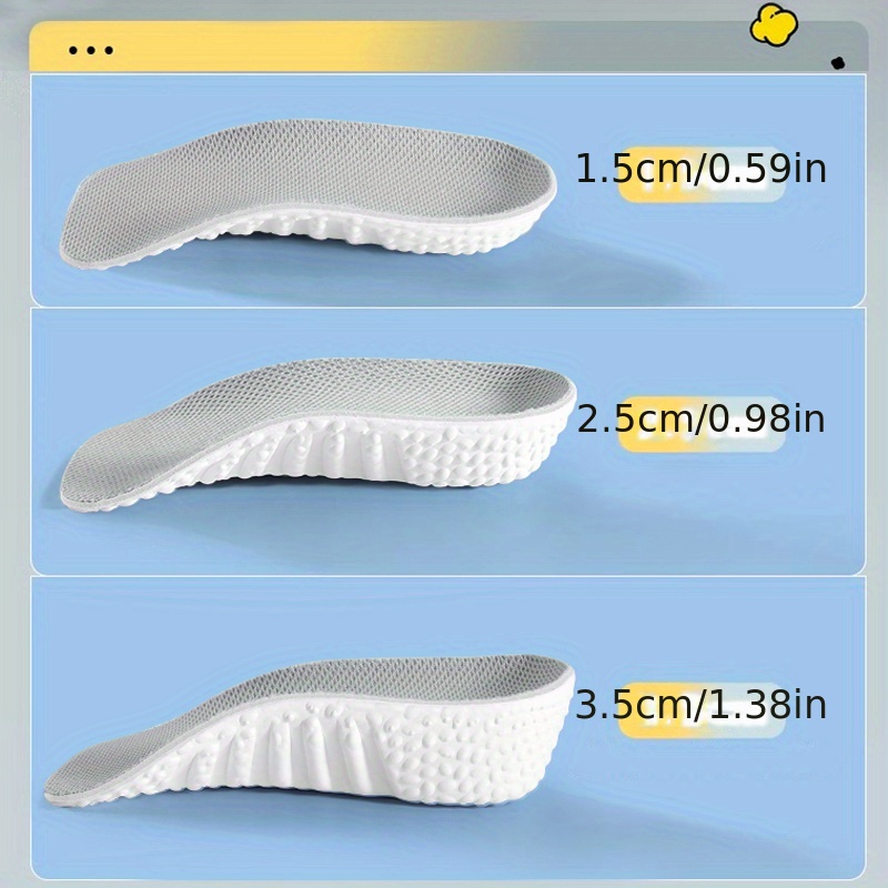 1.5cm-3.5cm(0.59in-1.38in) EVA Height Increase Insoles for Shoes Flat Feet Arch Support Insoles Sneakers Heel Lift Shoe Pads