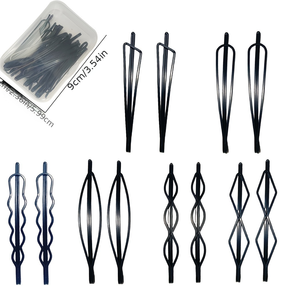 18PCS Black Metal Thin U Shape Hairpins Hair Pins Invisible Curly