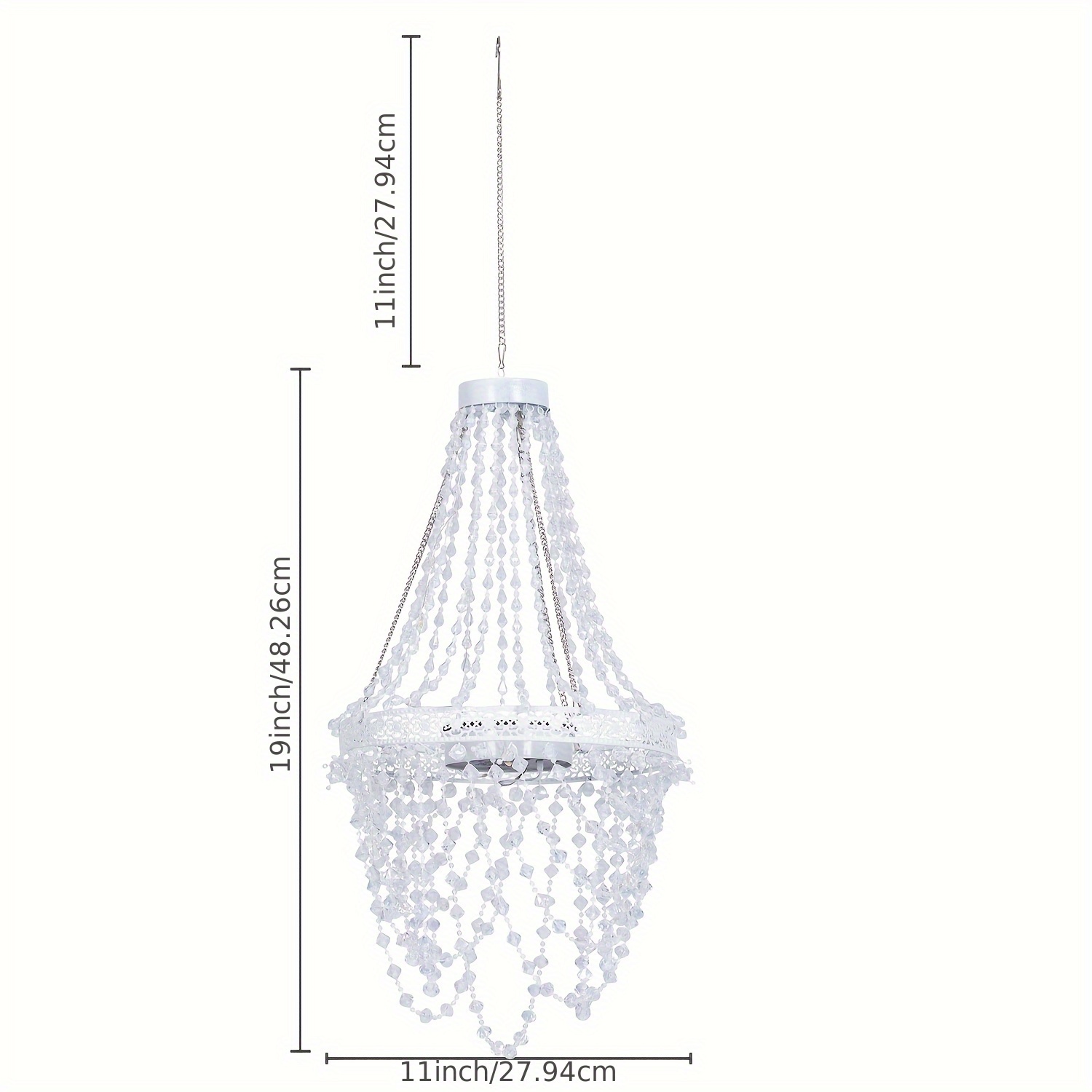 Solar Hanging Crystal Chandelier | Outdoor Garden Decorative Lights with 54 Warm White LEDs, Waterproof, Lithium Battery Powered, for Garden, Yard, Patio, Gazebo, Party, Wedding