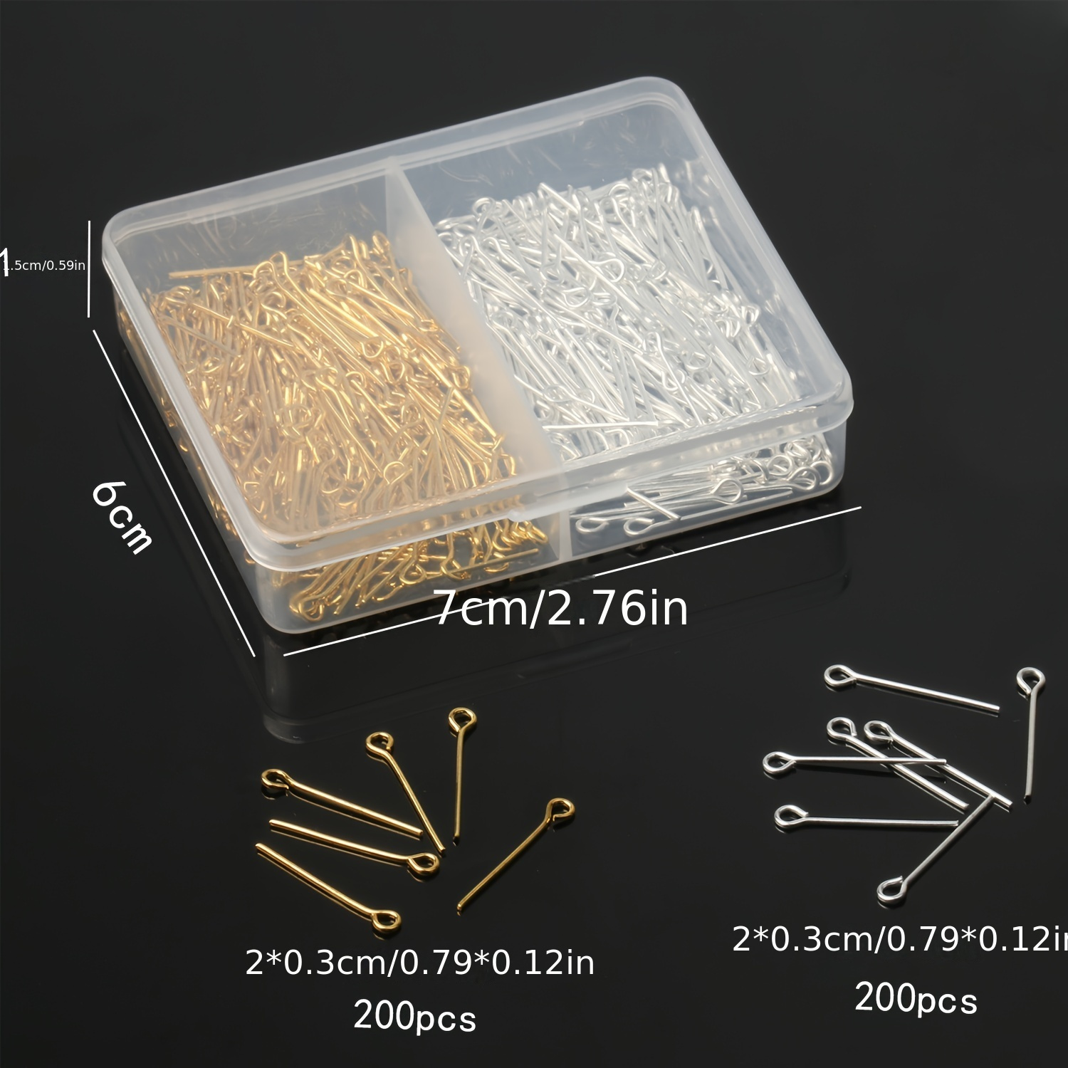 200pcs Flat Head Pins for DIY Jewelry Making Necklace Earrings