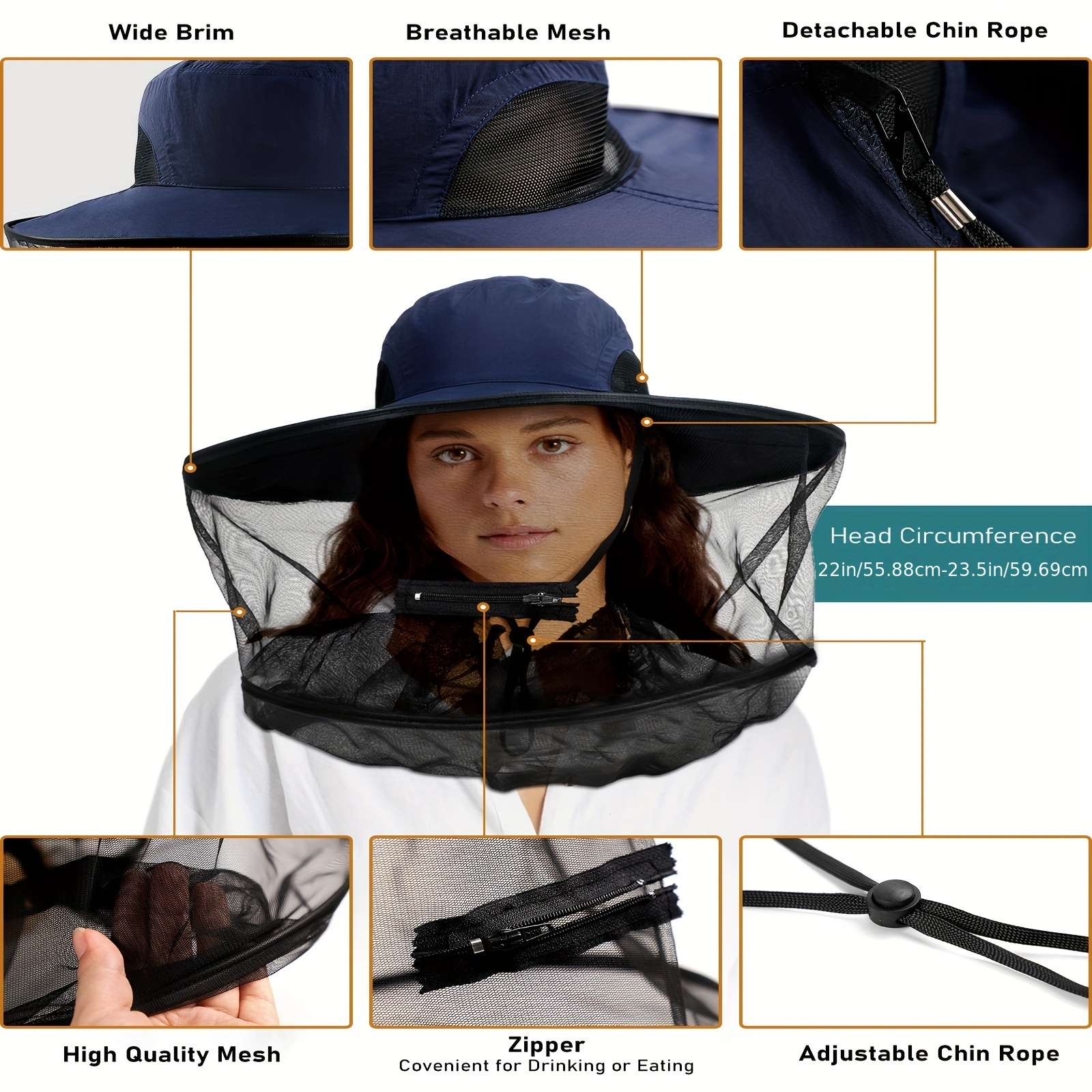 Wide Brim Sun Hats with Waterproof Breathable for Fishing, Hiking