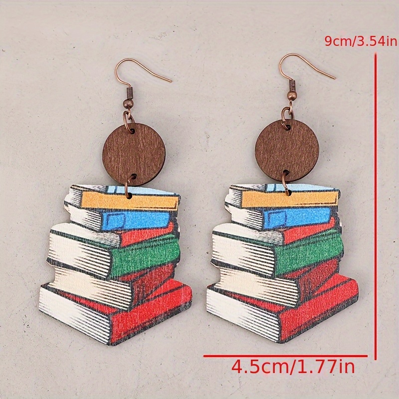 Vintage Bohemian Layered Book Stack Earrings