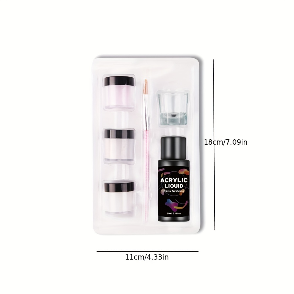 Acrylic Nail Kit 3 Colors Nude Set with Brush & Cup