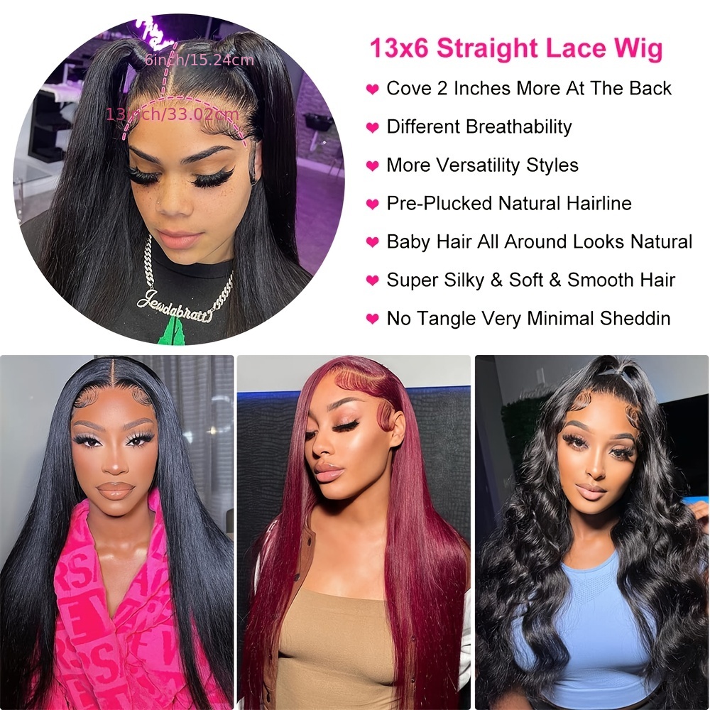 Gorgeous 180% Density Straight 13x6 Lace Front Human Hair - Temu