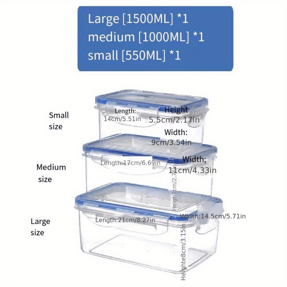 3pcs/set Reusable Glass Food Storage Box, Japanese Style Clear Food Storage  Container For Kitchen