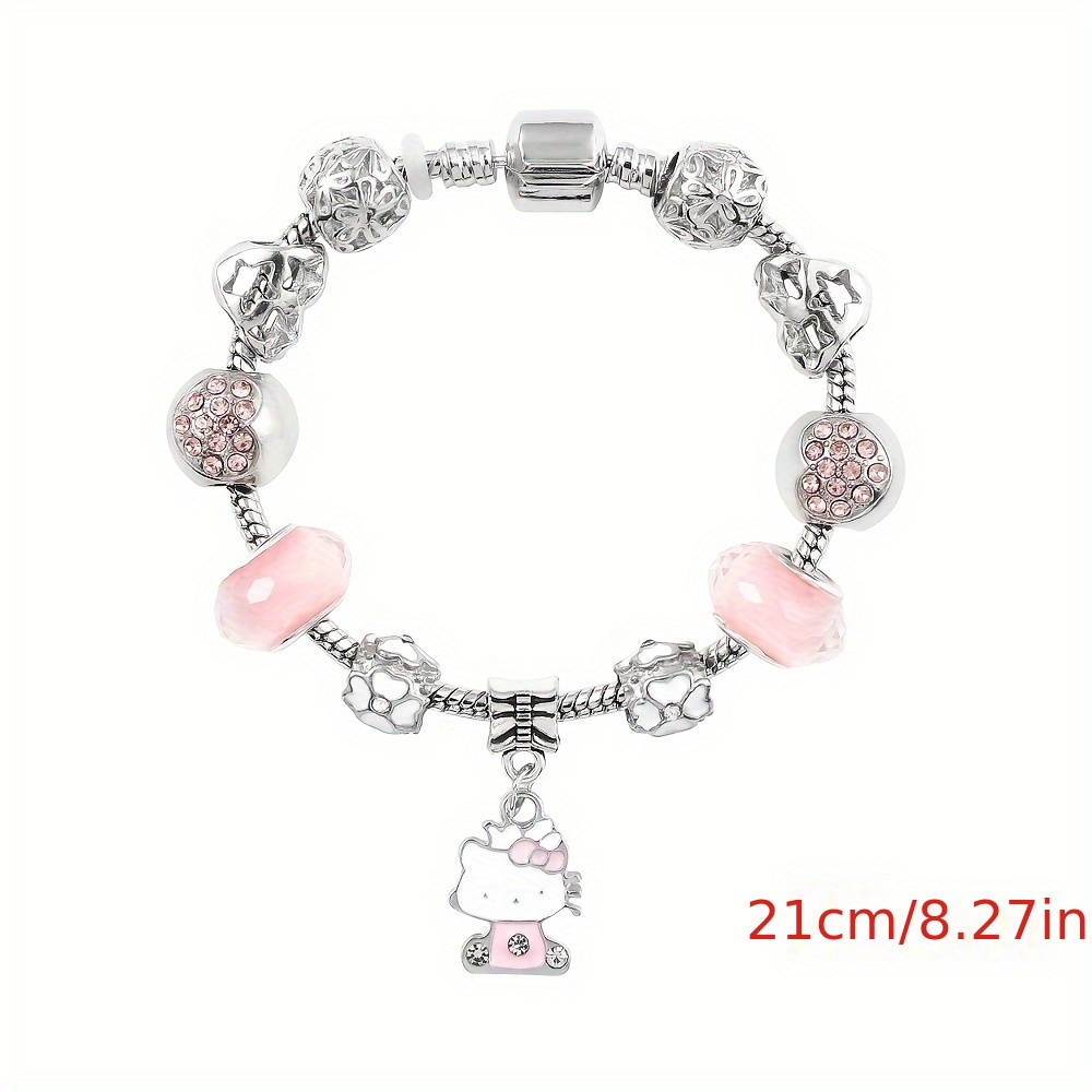 Kawaii DIY Bangle Hello Kitty Charms Bracelet Beads Fashion Y2K Jewelry for Party Gifts,Temu