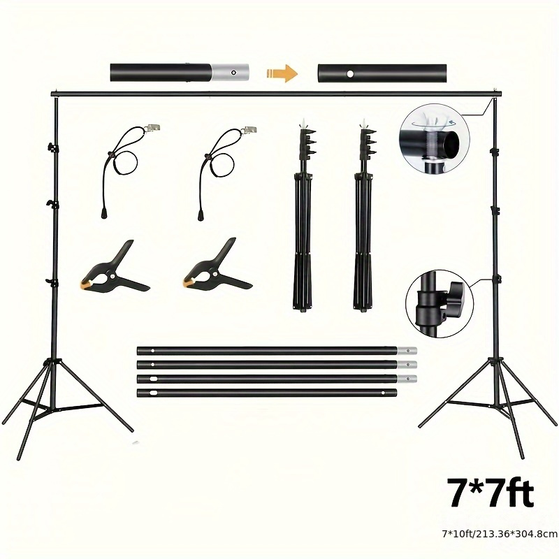 Professional Photography Background Stand Kit, Multiple Specifications Optional: 2x2 Meters/2x3 Meters (all Spring Clips And Plastic Clips)