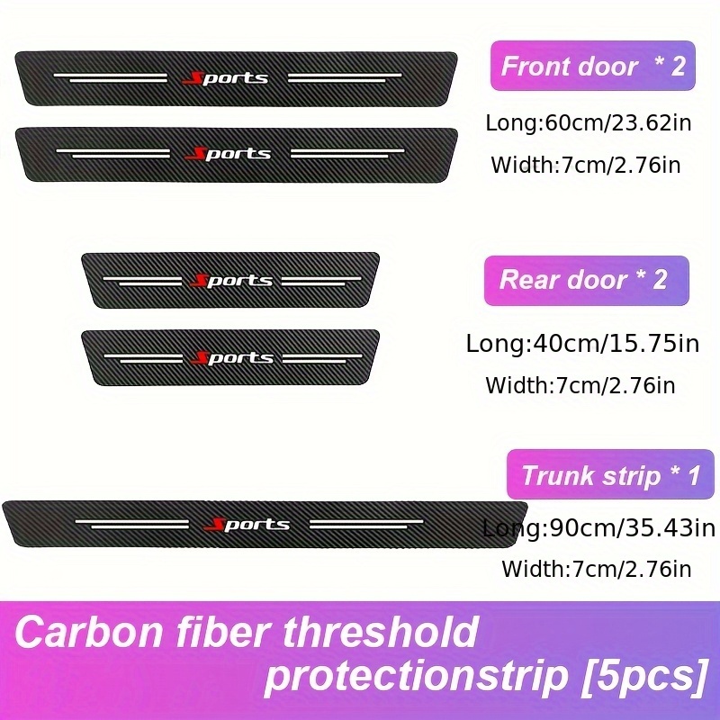 Image of 5pcs Sports Carbon Fiber Pattern Protection Protection Anti Scratch Anti Pedal Wear-resistant Decoration Universal Car Accessories