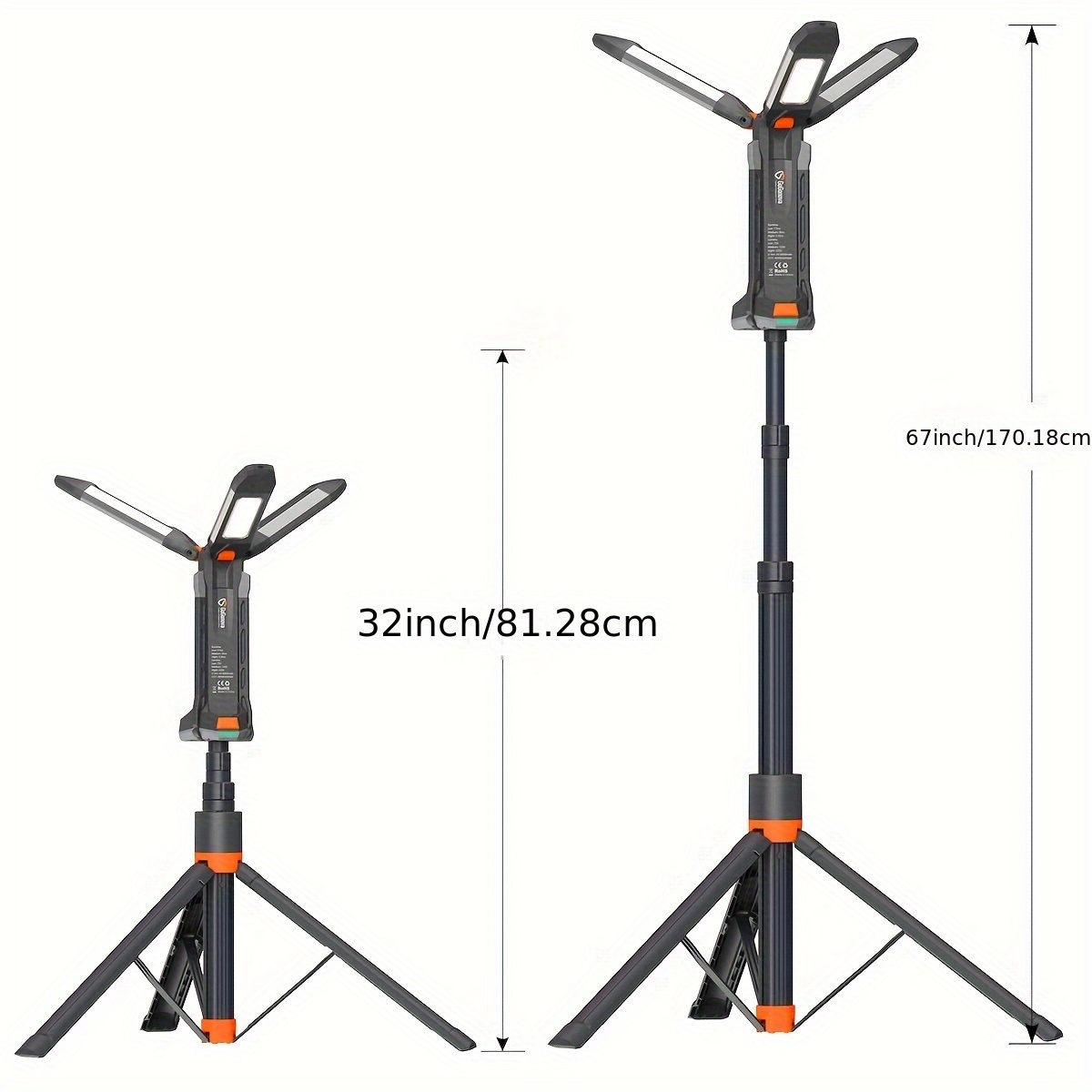 TEMU [rechargeable Camping Light] Gogonova 2200 Rechargeable 8ah Camping Light With Stand - Cordless Dimmable Camping Work Light With Detachable Tripod, Without Battery