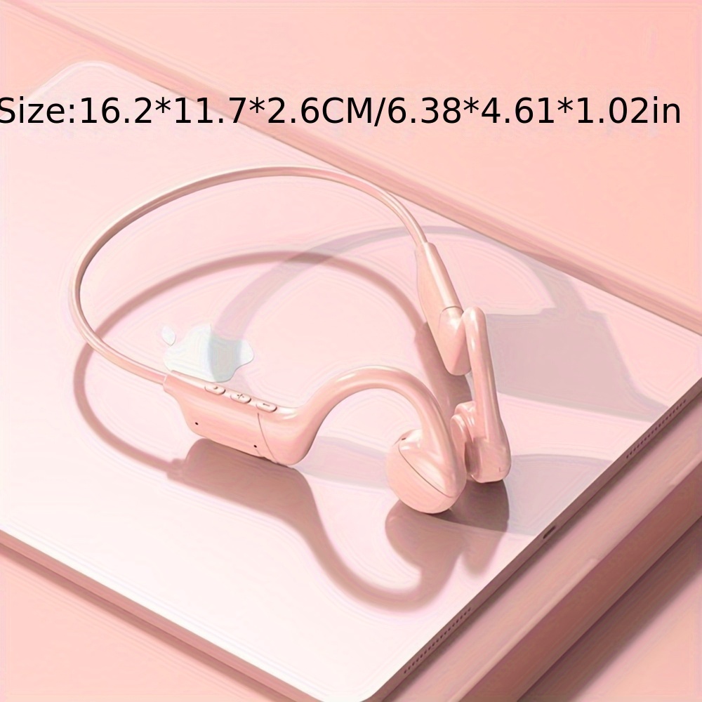 高级粉红色无线耳机，带颈带，骨传导技术，长电池寿命，无线 5.3，usb-c 充电 - 跑步和运动的理想选择，完美的情人节礼物，运动耳机 |现代耳机 |轻巧设计，无线耳塞 详情 6