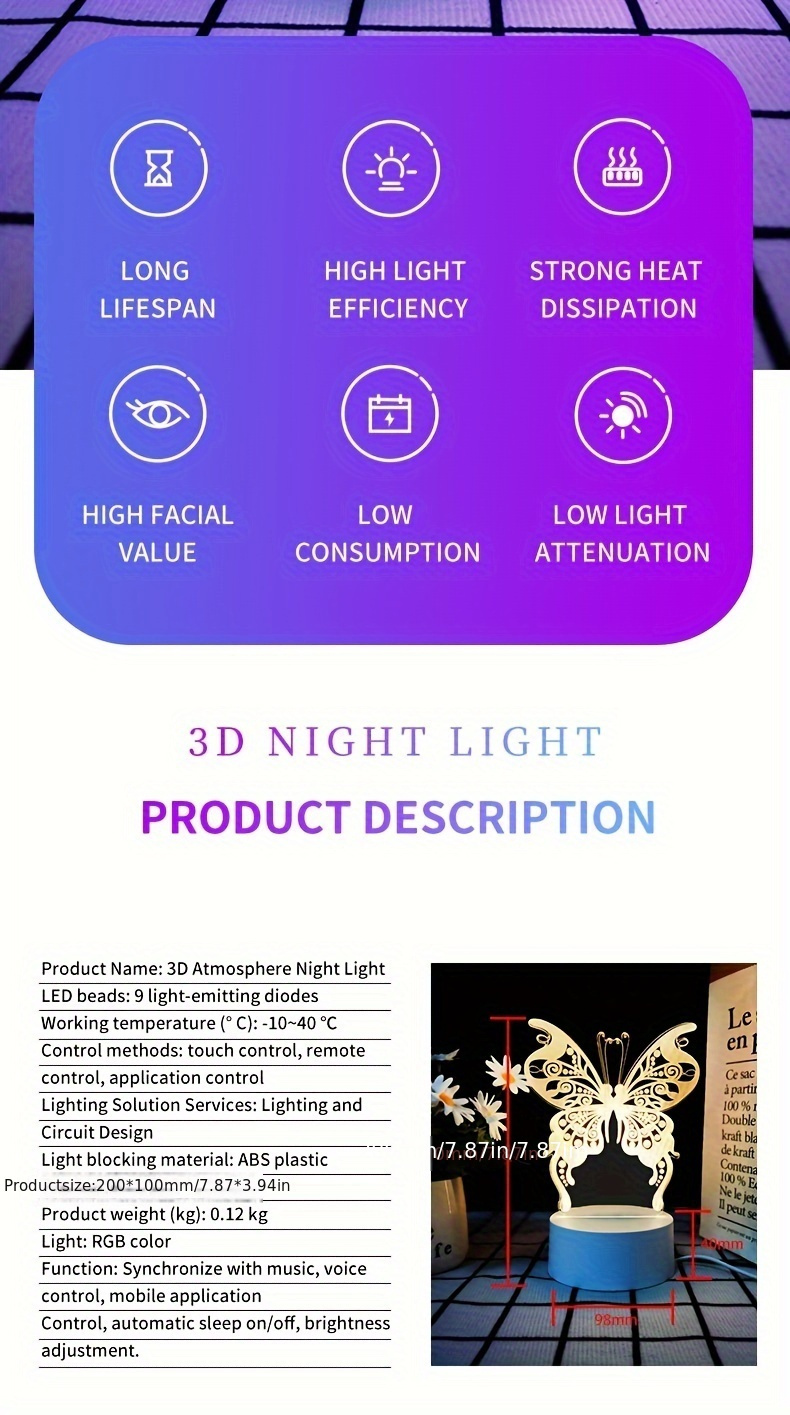 night lamp desk lamp bedroom bedside lamp creative birthday gift for   desktop decoration   atmosphere Product details 0