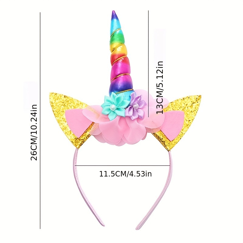 Diadema de unicornio para fiesta de unicornio, accesorio para el cabello de  niña (paquete de 5)